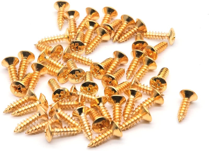 harpfeas براغي واقي البيكارد الكهربائي 3MM لجيتار البيس، براغي تركيب واقيات الخدش لجيتار فيندر سترات ST تيلي TL ستراتوكاستر تيلا كاستر جيبسون LP ليس بول SG، عبوة من 50 (ذهبي) - Image 1
